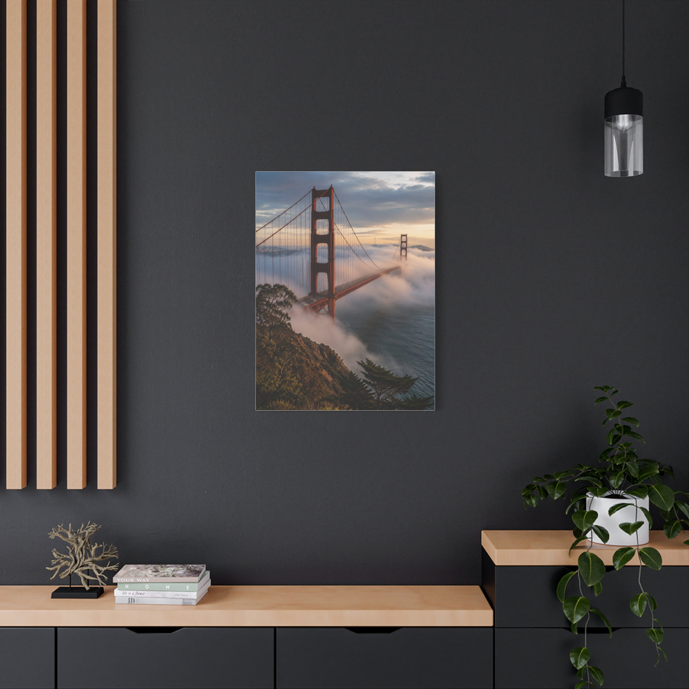 Golden Gate Bridge Through Morning Fog Wall Art & Canvas Print