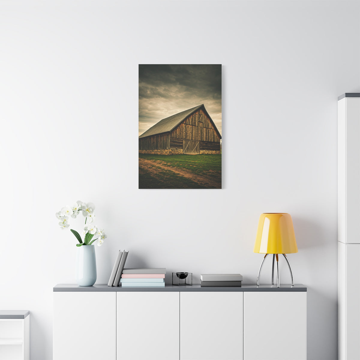 Weathered Stone Base Barn Wall Art & Canvas Prints
