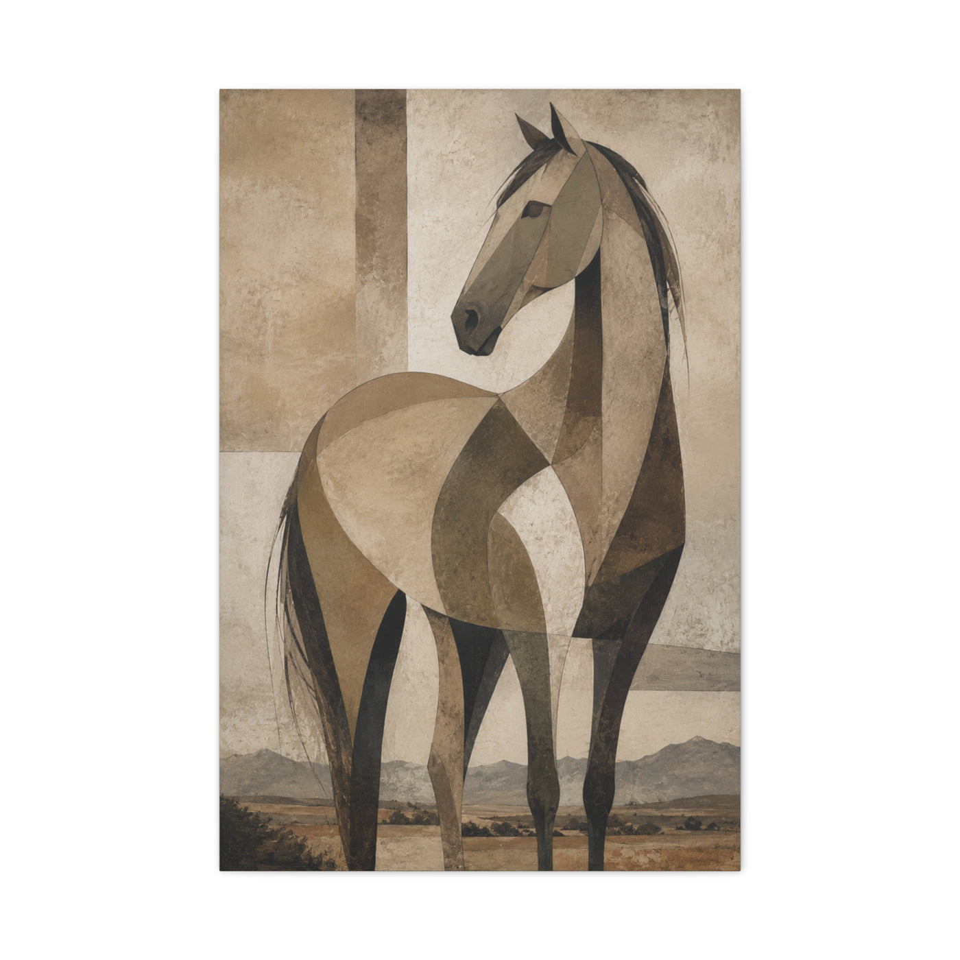 Geometric Horse Modern Ranch Study Wall Art & Canvas Print