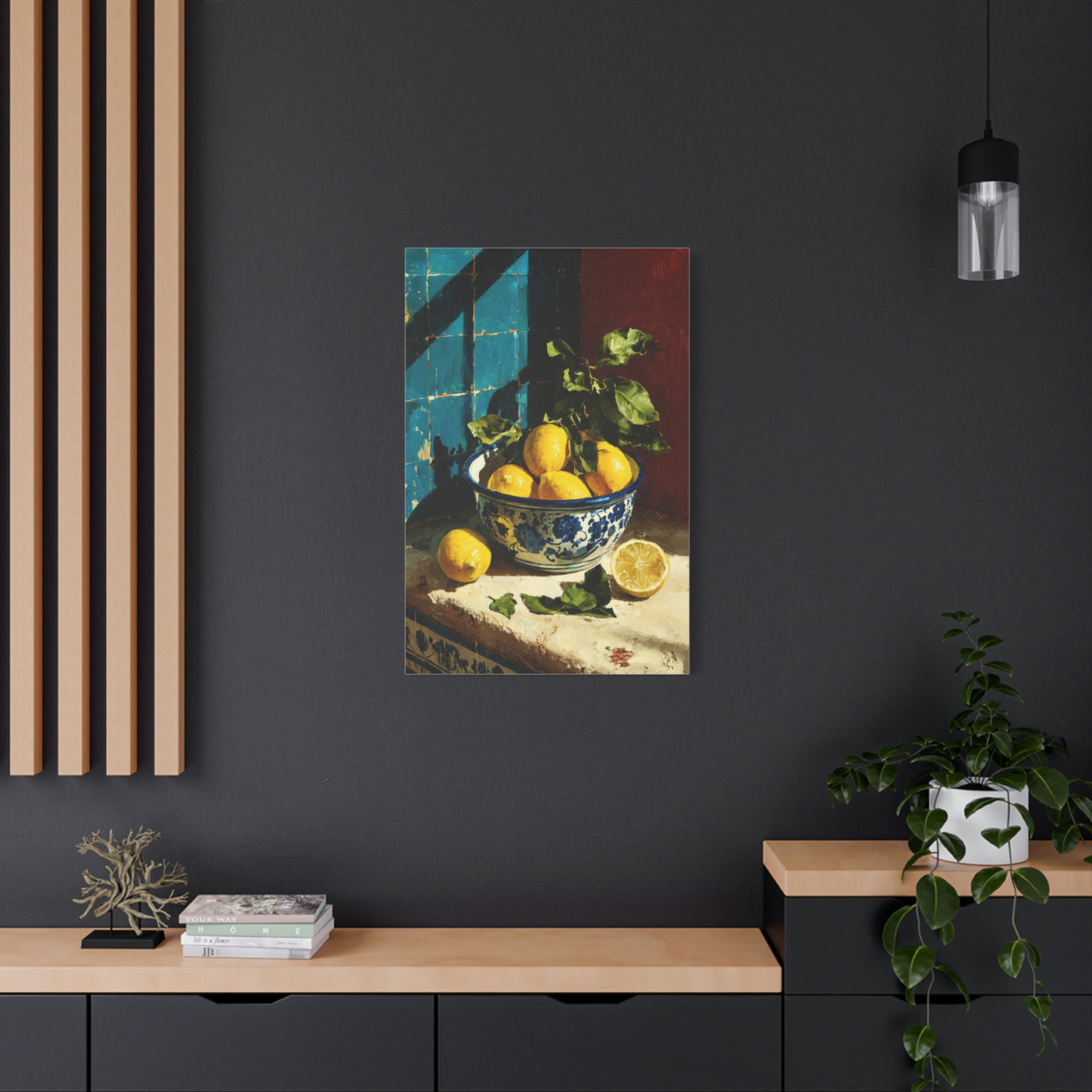 Mediterranean Lemon Bowl Painterly Kitchen Wall Art & Canvas Print