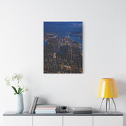 Aerial Manhattan Night Grid Wall Art & Canvas Print