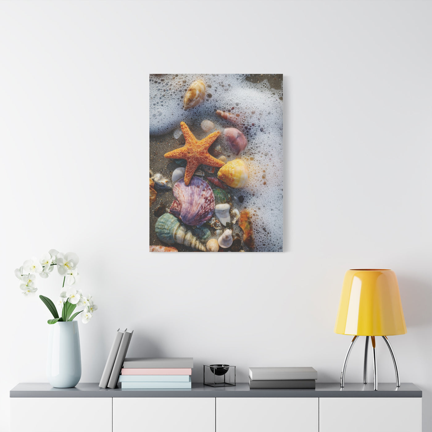 Seashells and Starfish on Ocean Shore Wall Art & Canvas Print