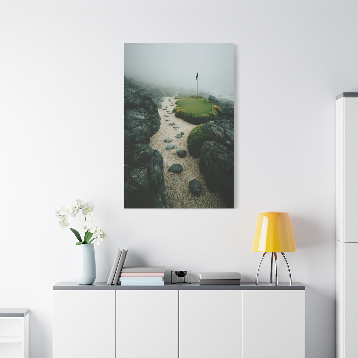 Coastal Mist Golf Green Minimal Wall Art & Canvas Print