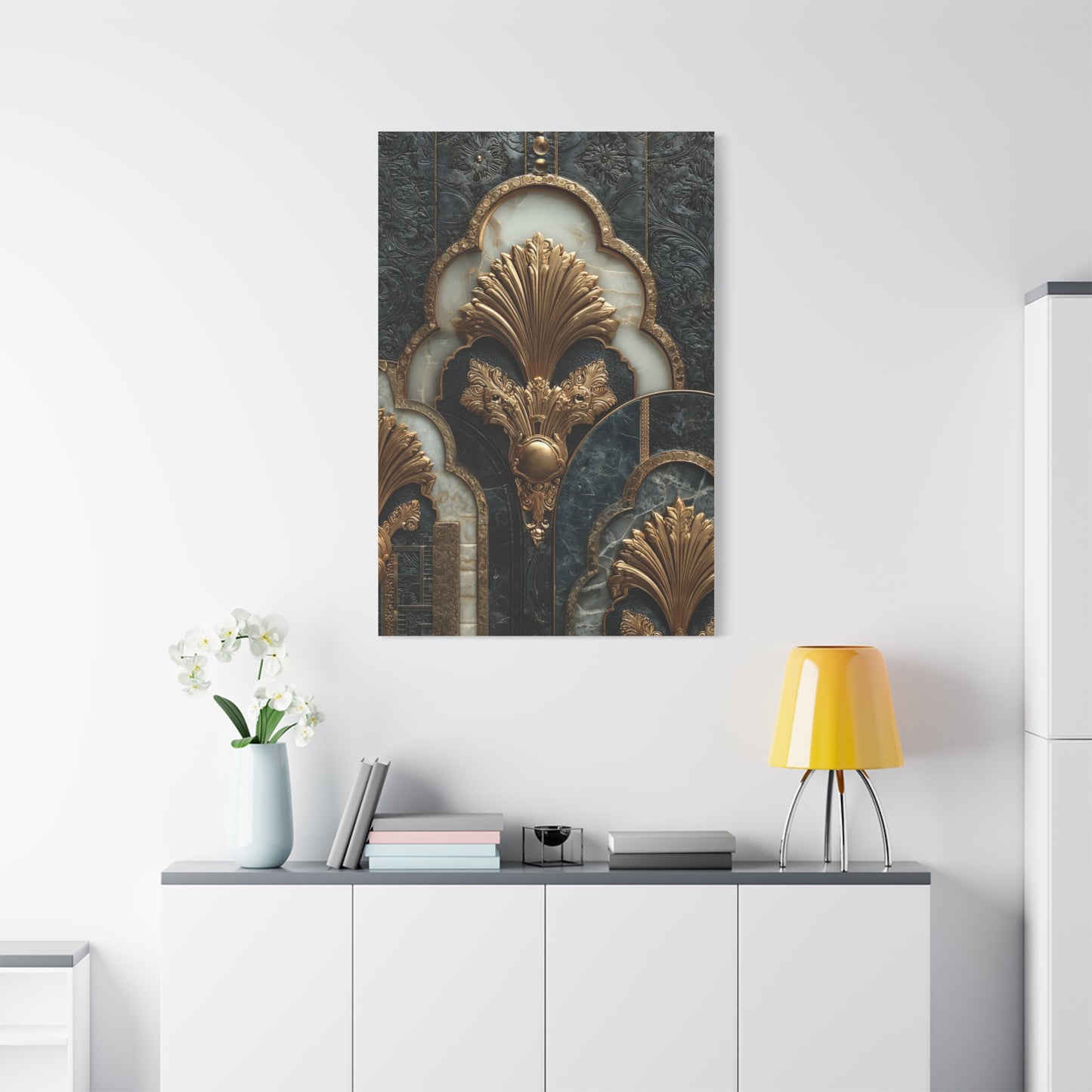 Art Deco Gold Architectural Relief Wall Art & Canvas Print