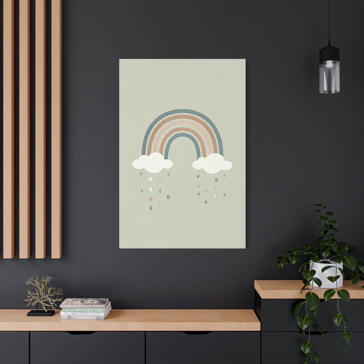 Pastel Rainbow & Clouds Nursery Wall Art & Canvas Print
