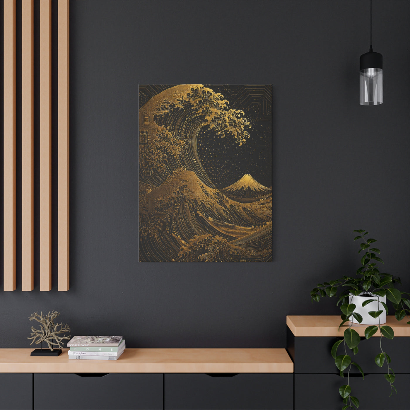 Neo-Tech Golden Wave Fusion Wall Art & Canvas Print