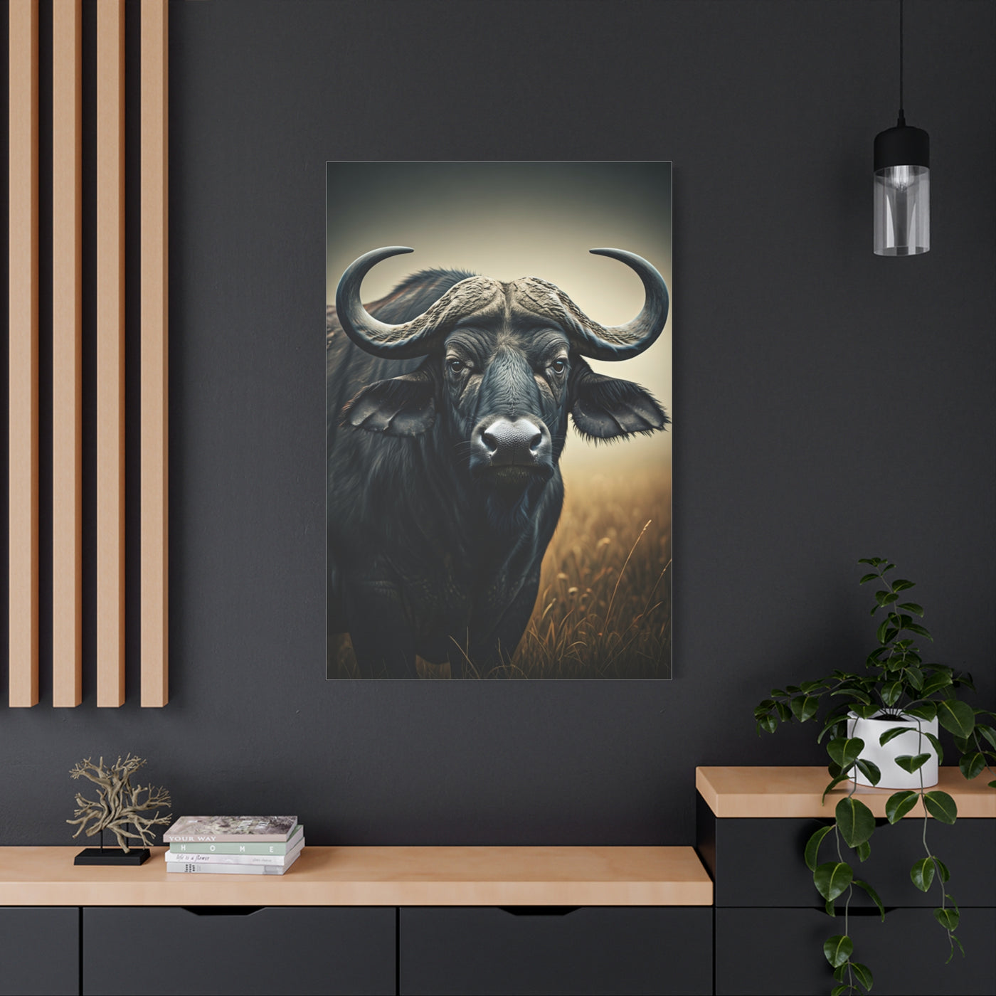 Cinematic Water Buffalo with Soft Golden Prairie Light Wall Art & Canvas Print