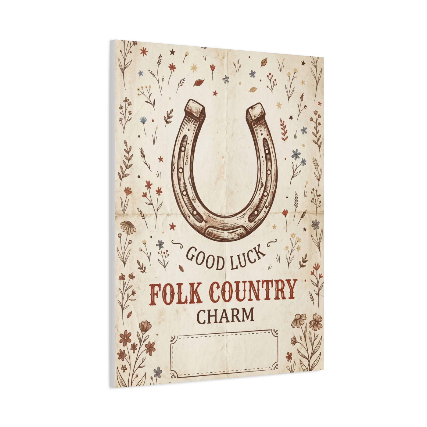 Rustic Horseshoe Folk Charm Poster Wall Art & Canvas Print