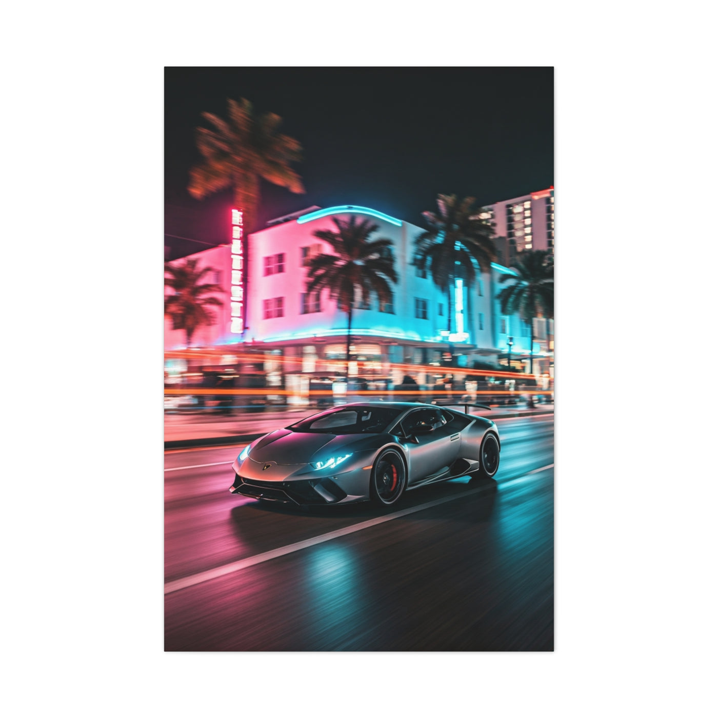 Lamborghini Huracán Neon Miami Nights Wall Art & Canvas Prints