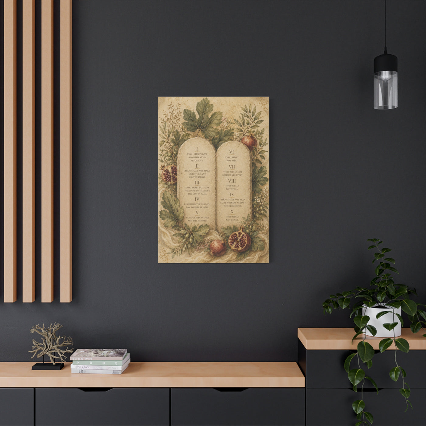 Ten Commandments Botanical Scripture Wall Art & Canvas Print