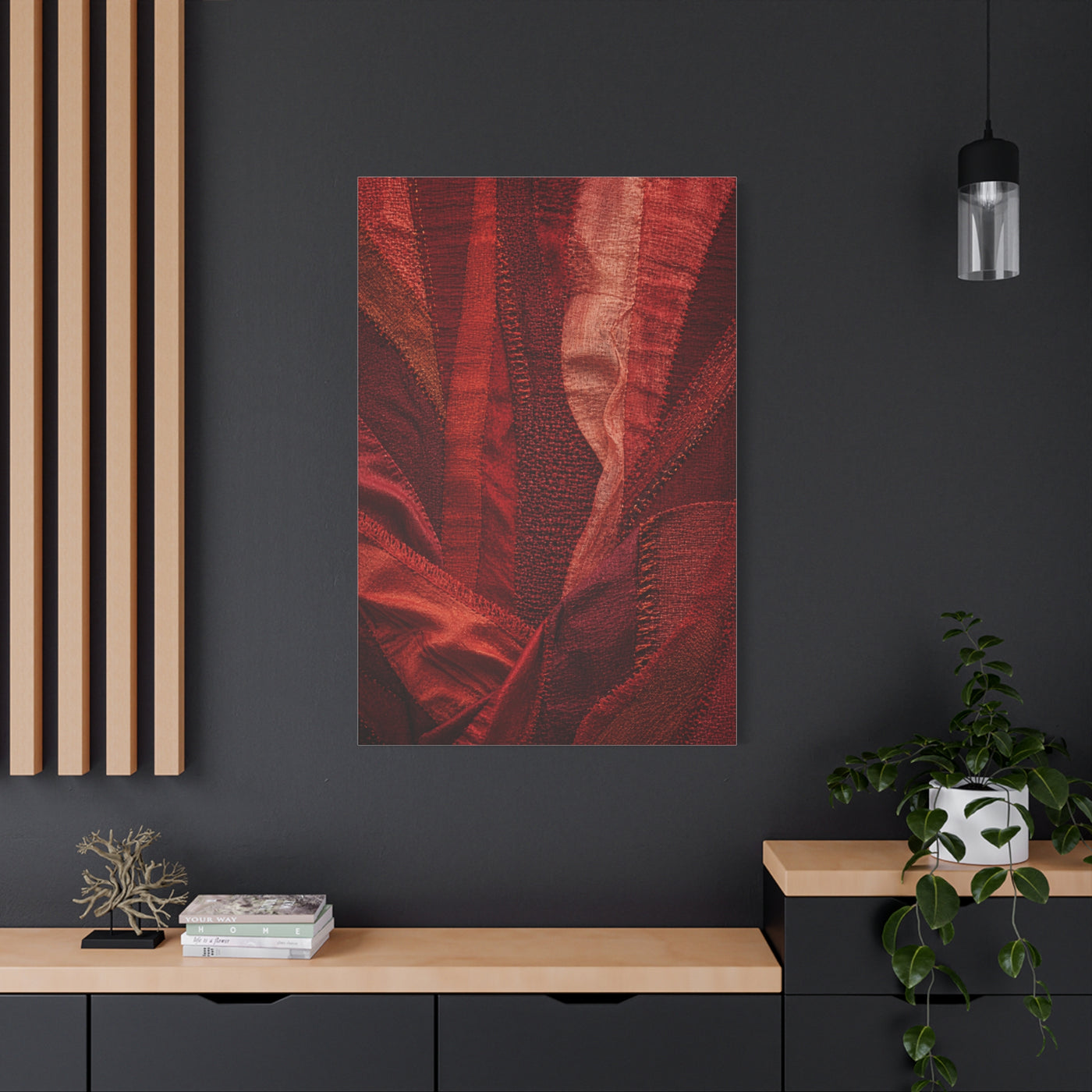 Red Textile Layered Fabric Abstraction Wall Art & Canvas Print