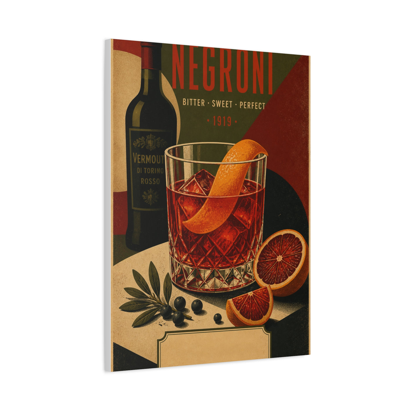 Vintage Negroni Cocktail Poster Wall Art & Canvas Print