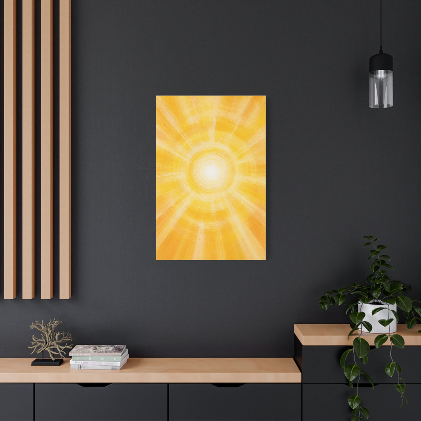 Radiant Golden Sunburst Abstract Wall Art & Canvas Print