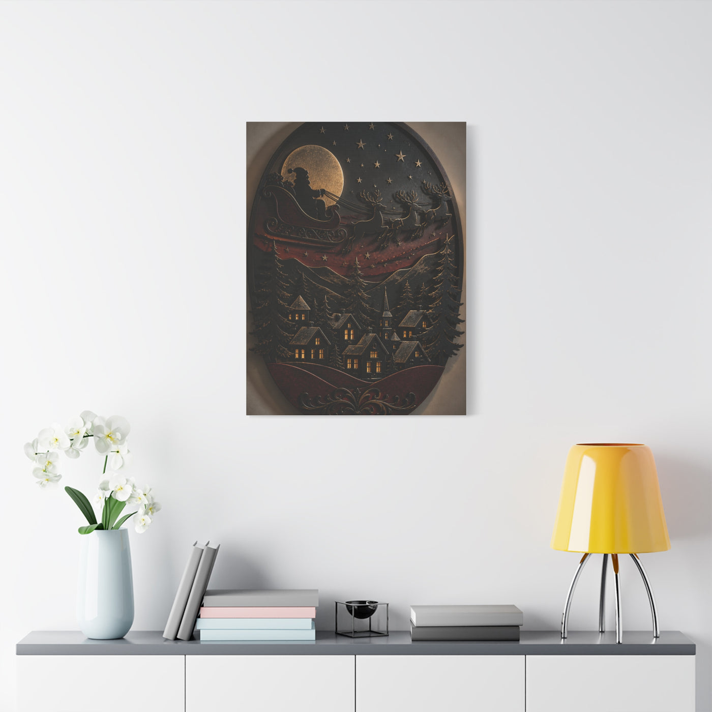 Layered Metal Santa Sleigh Village Wall Art & Canvas Print