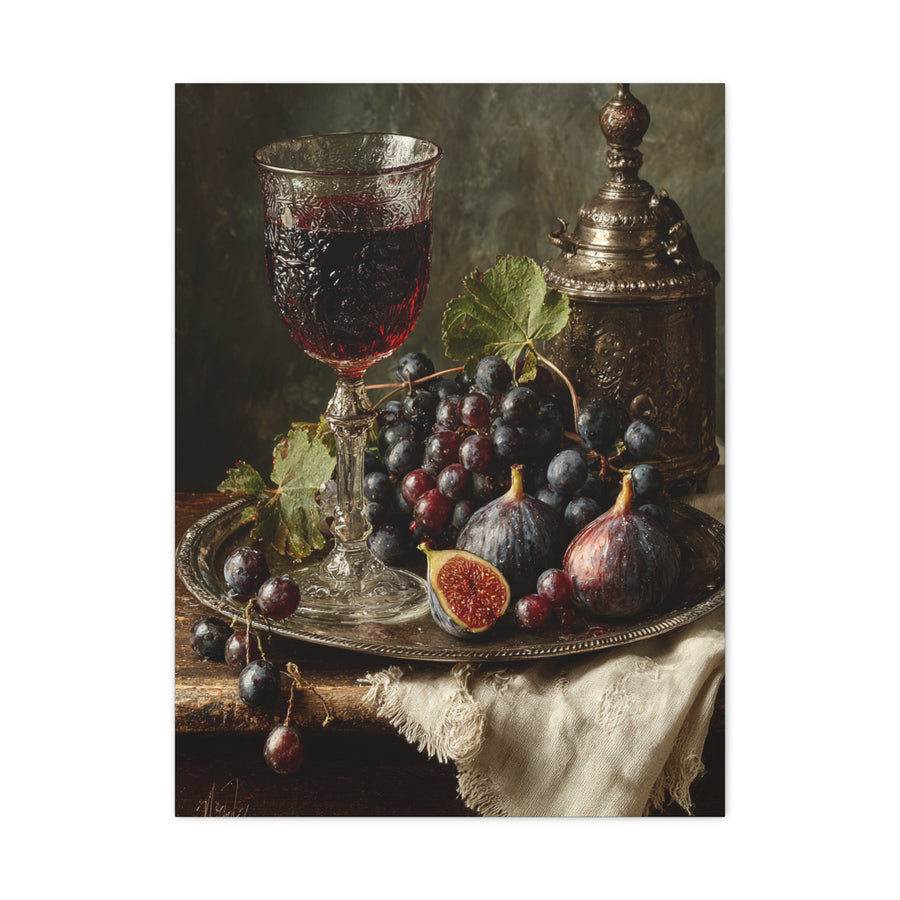Old Master Fig and Wine Still Life Wall Art & Canvas Print