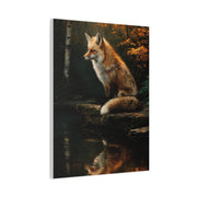 Woodland Stream Fox Reflection Wall Art & Canvas Print