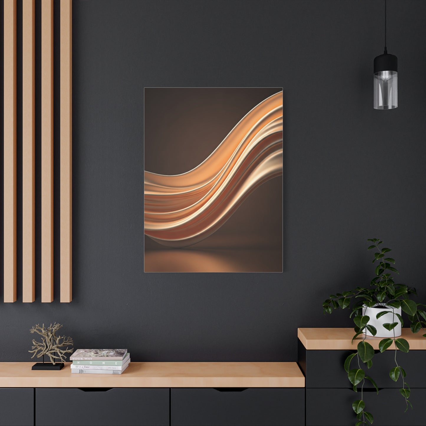 Golden Wave Motion Abstract Wall Art & Canvas Prints