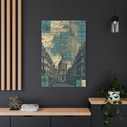 Vintage City Map Architectural Collage Wall Art & Canvas Print
