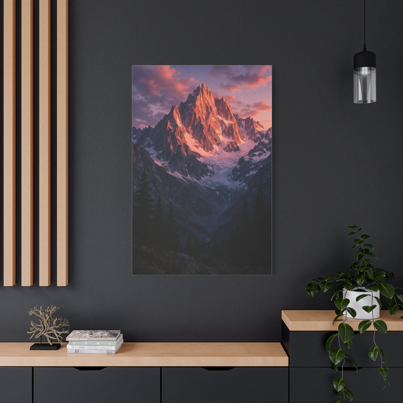 Rose Alpenglow Mountain Face Wall Art & Canvas Print