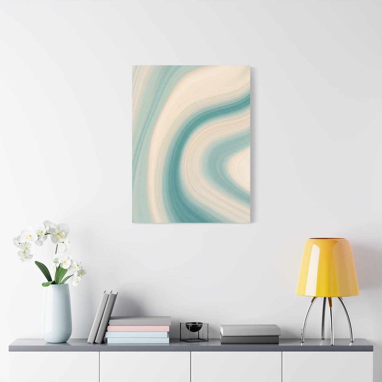 Teal & Cream Motion Swirl Wall Art & Canvas Prints