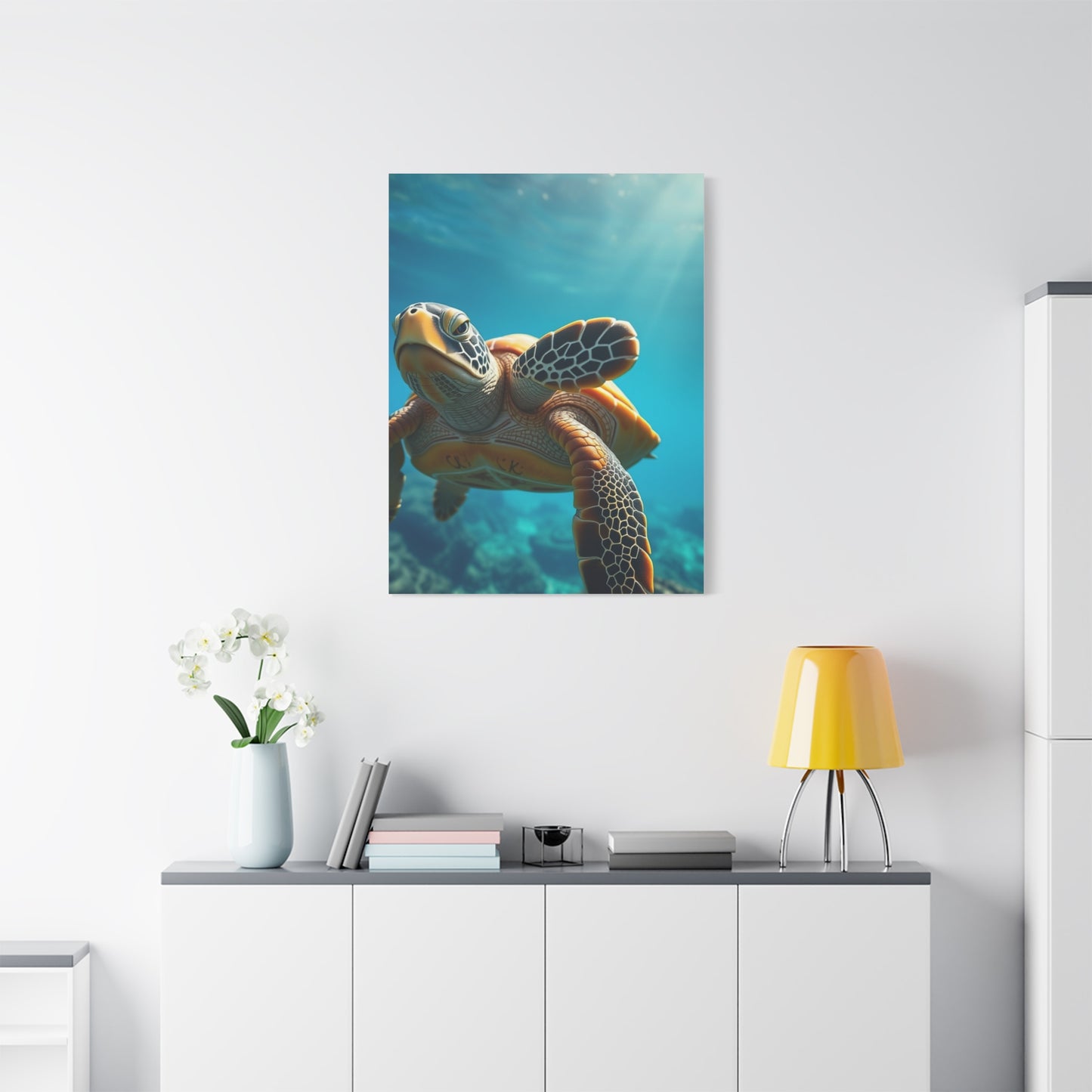 Azure Tortoise Masterpiece Wall Art & Canvas Print