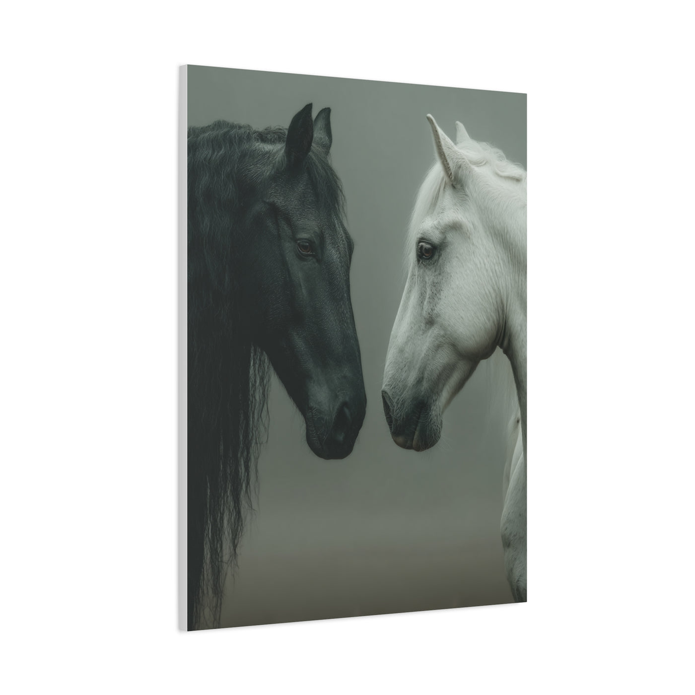 Dual Horse Contrast Portrait Wall Art & Canvas Print