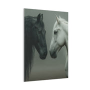 Dual Horse Contrast Portrait Wall Art & Canvas Print