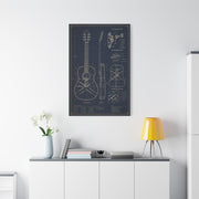 Acoustic Guitar Technical Blueprint Wall Art & Canvas Print