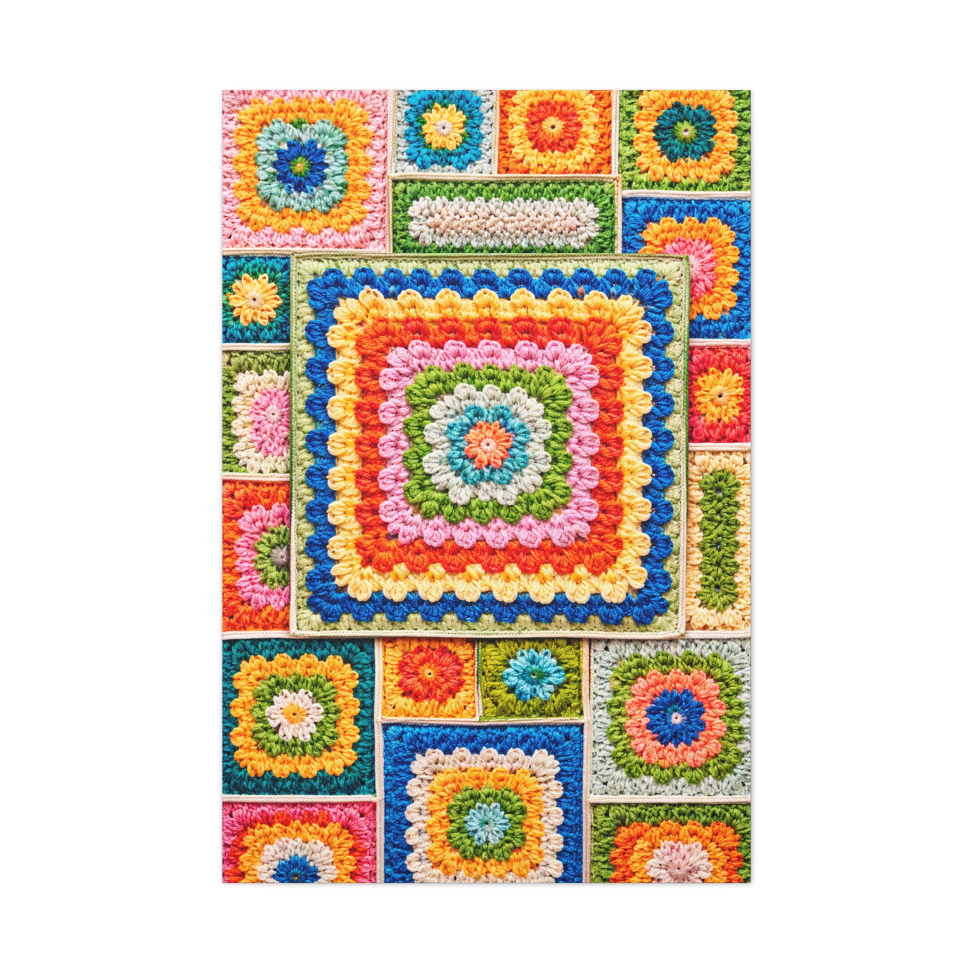 Granny-Square Concentric Abstraction Wall Art & Canvas Print