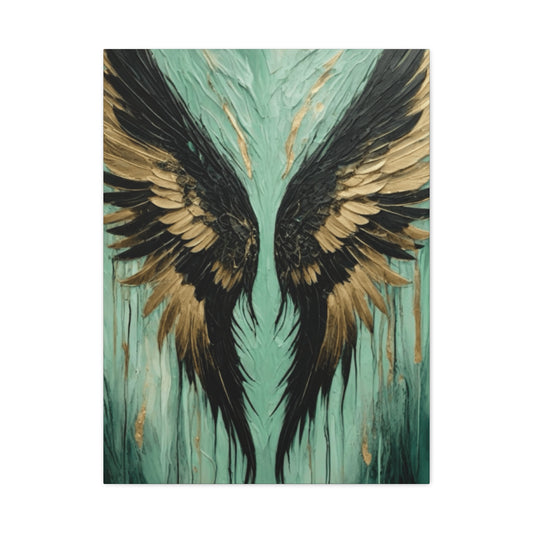 Golden and Black Angel Wings Wall Art & Canvas Prints