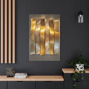 Polished Gold Panel Sculptural Wave Installation Wall Art & Canvas Print