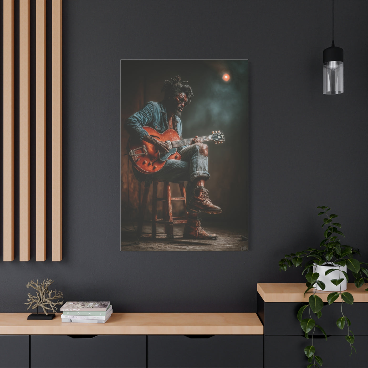 Acoustic Blues Session Portrait Wall Art & Canvas Print