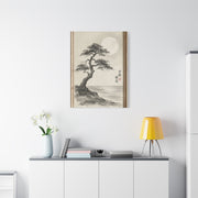Framed Moonlit Pine Minimal Ink Scene Wall Art & Canvas Print