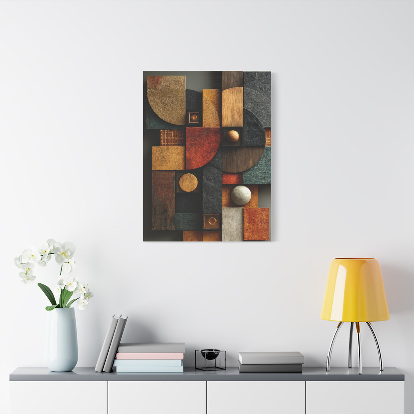 Sculptural Geometric Panel Abstract Wall Art & Canvas Print