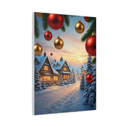 Snowy Christmas Village With Festive Ornaments Wall Art & Canvas Print