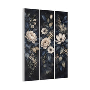 Navy Botanical Floral Triptych Wall Art & Canvas Print