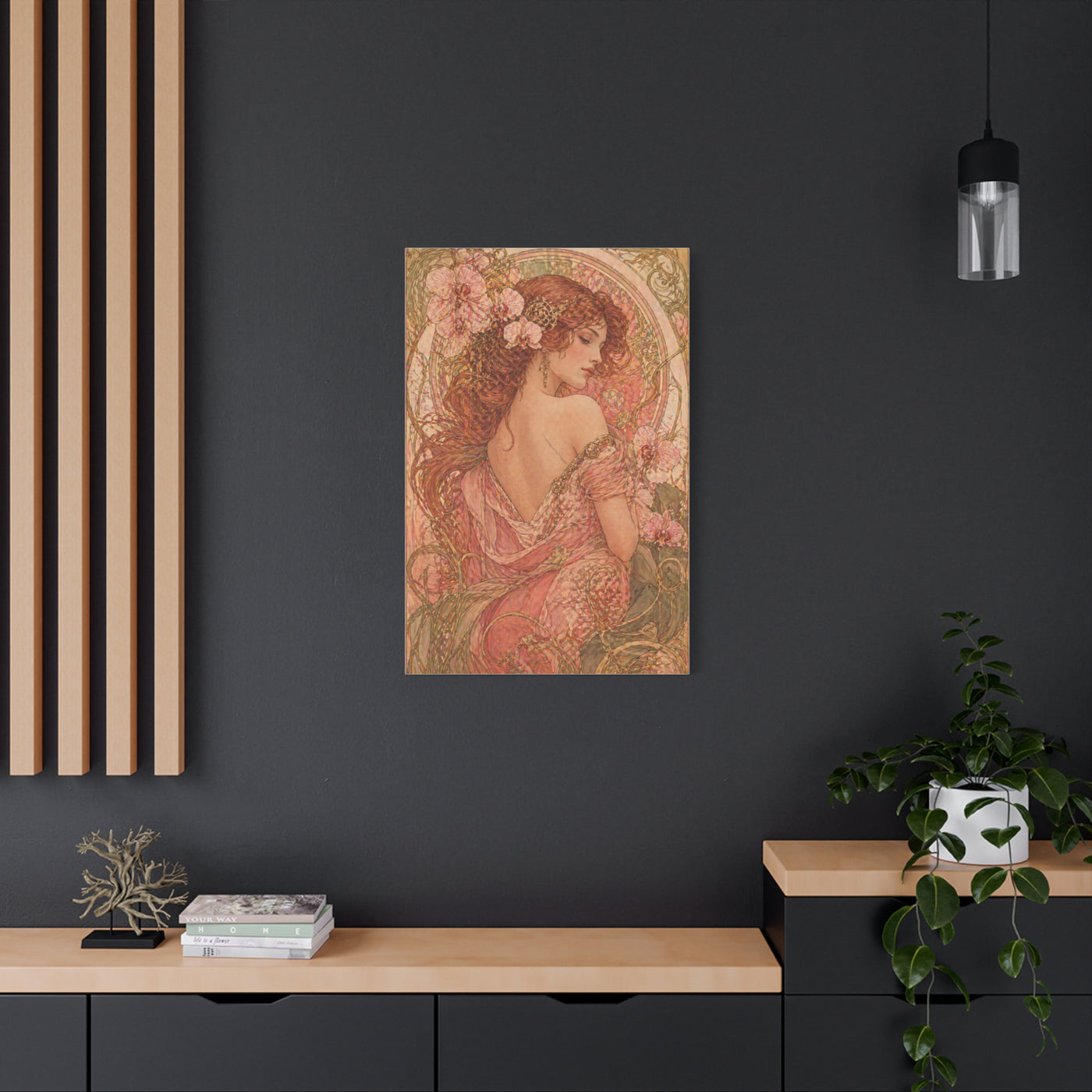 Art Nouveau Pink Muse Portrait Wall Art & Canvas Print