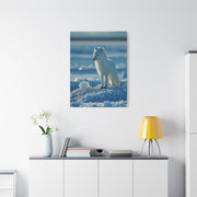 Arctic Fox Snow Minimal Portrait Wall Art & Canvas Print