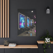 Sleek Contemporary Graphic Artwork With Neon Accents Wall Art & Canvas Print