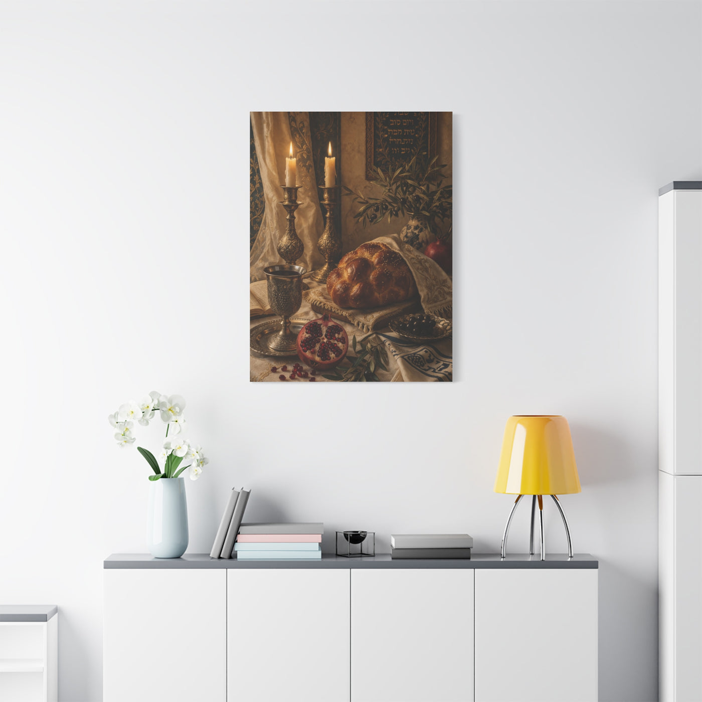 Shabbat Candlelight Still Life Wall Art & Canvas Print