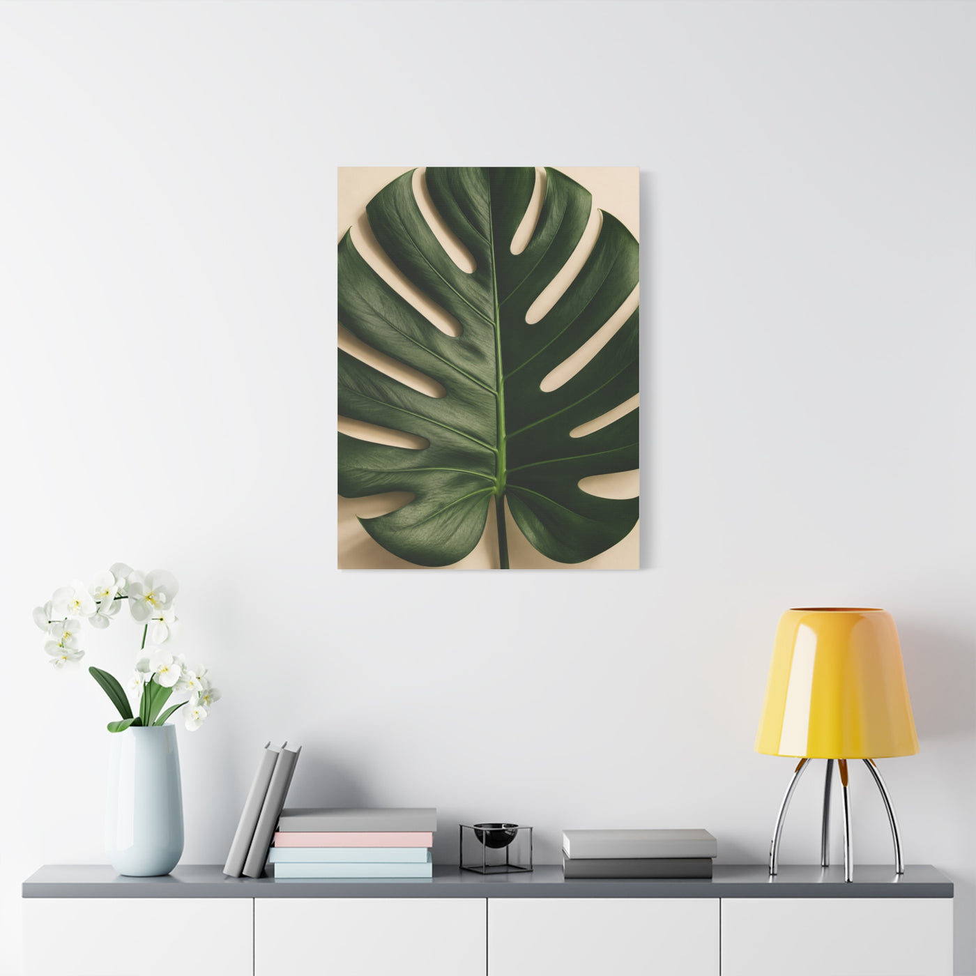 Minimal Monstera Leaf Botanical Tropical Wall Art & Canvas Print