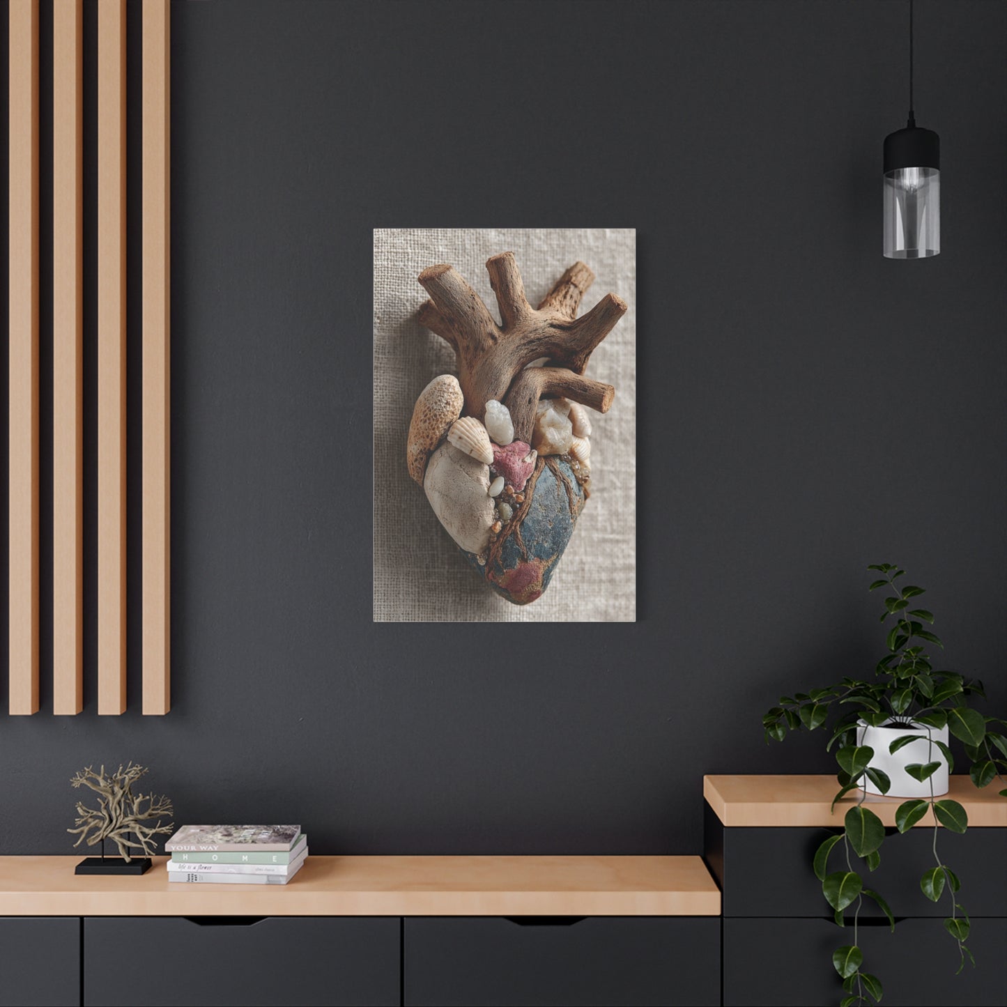 Driftwood Coastal Heart Sculpture Wall Art & Canvas Print