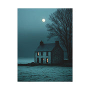 Gothic Farmhouse Moonlight Scene Wall Art & Canvas Print