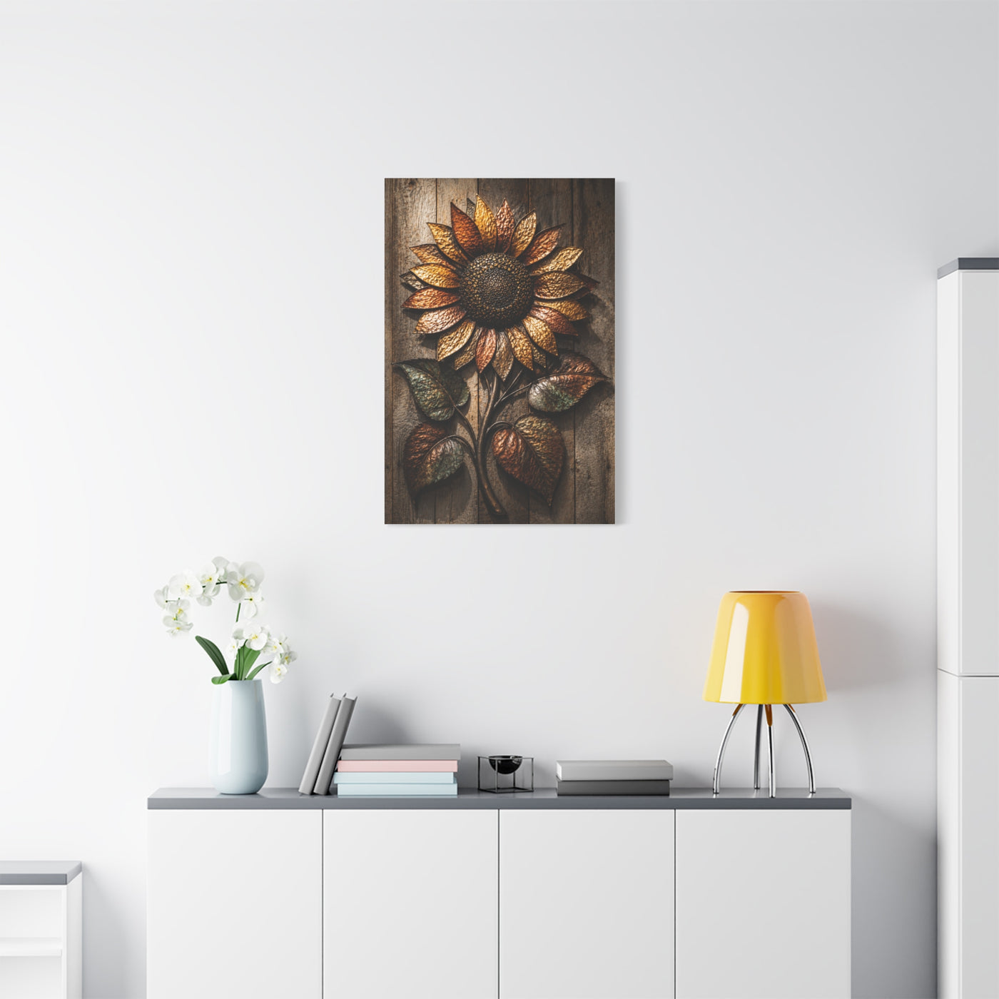 Hammered Metal Sunflower Sculpture Wall Art & Canvas Print