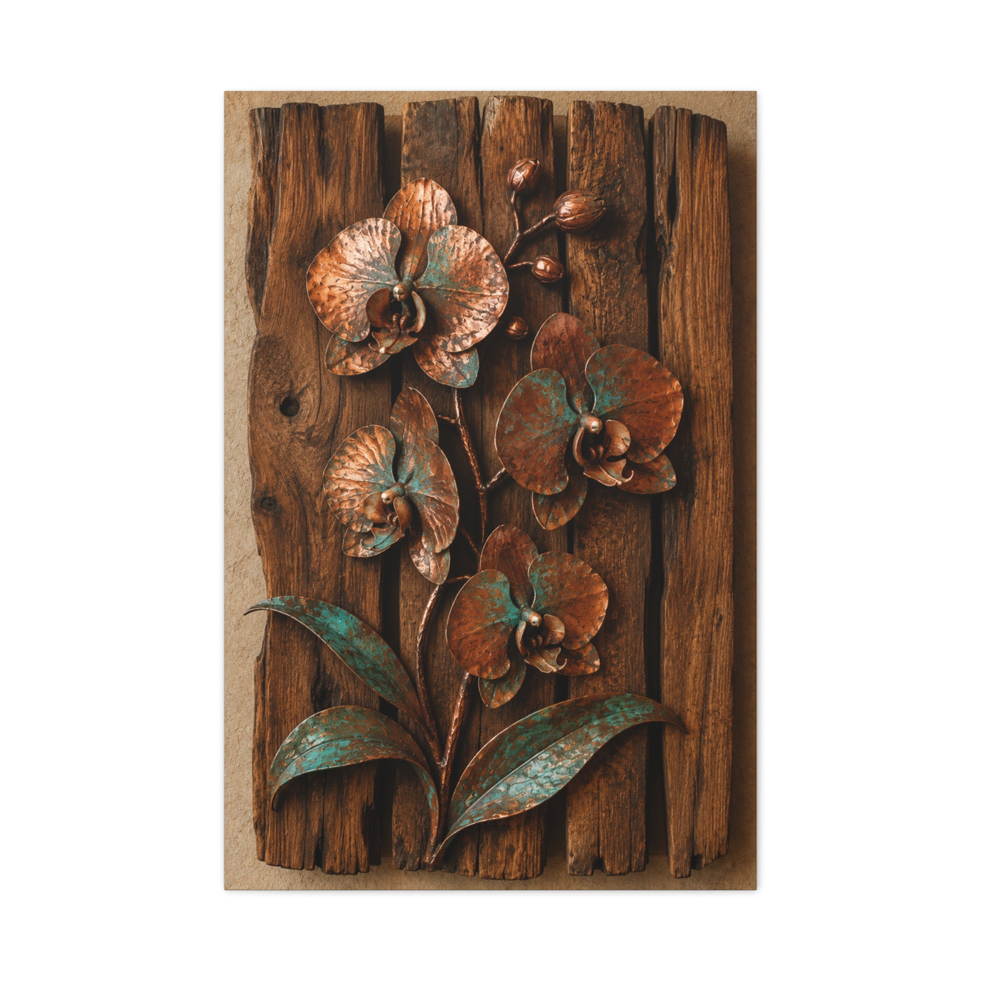 Copper Orchid on Reclaimed Wood Southwest Wall Art & Canvas Print