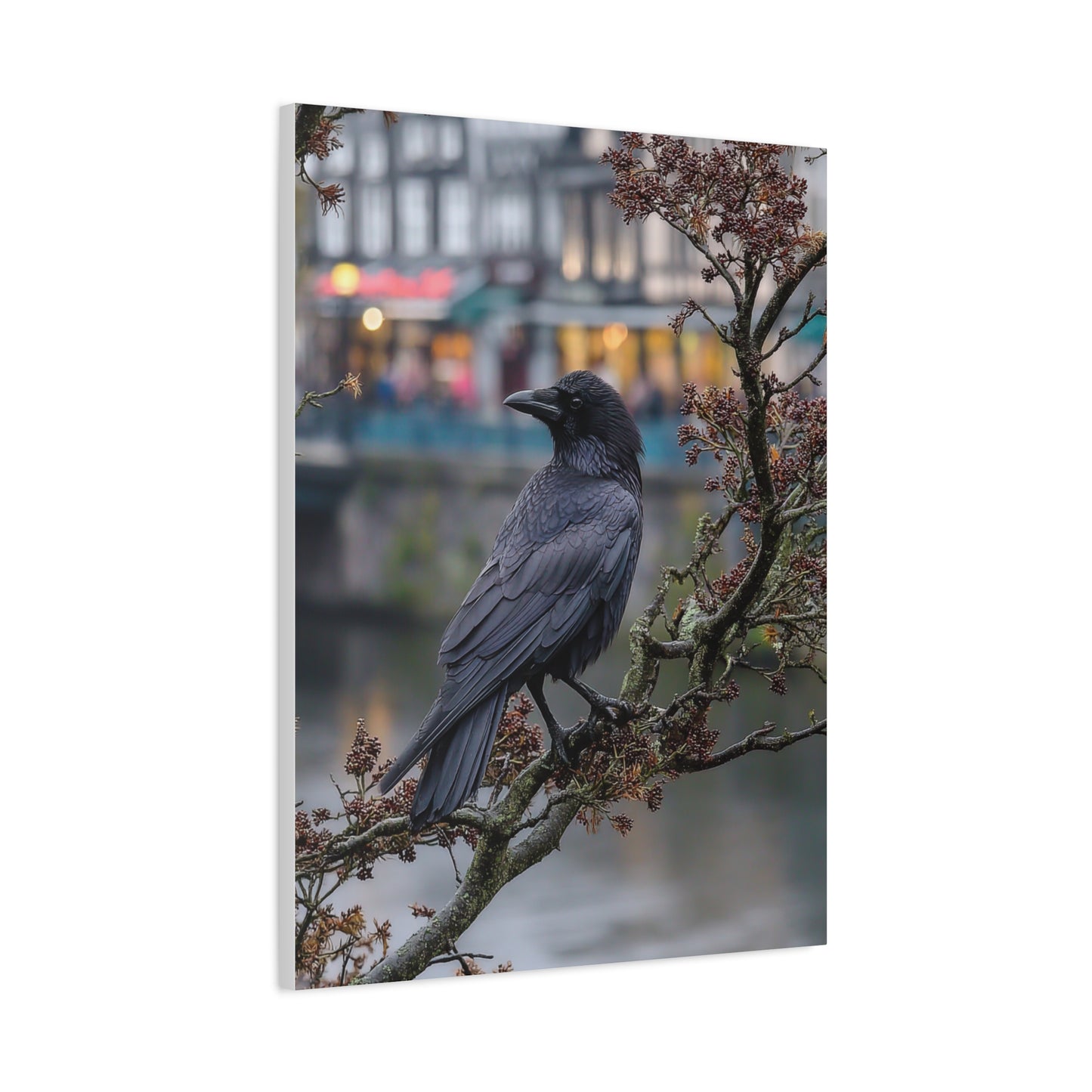 Raven on a Tree Branch Wall Art & Canvas Print