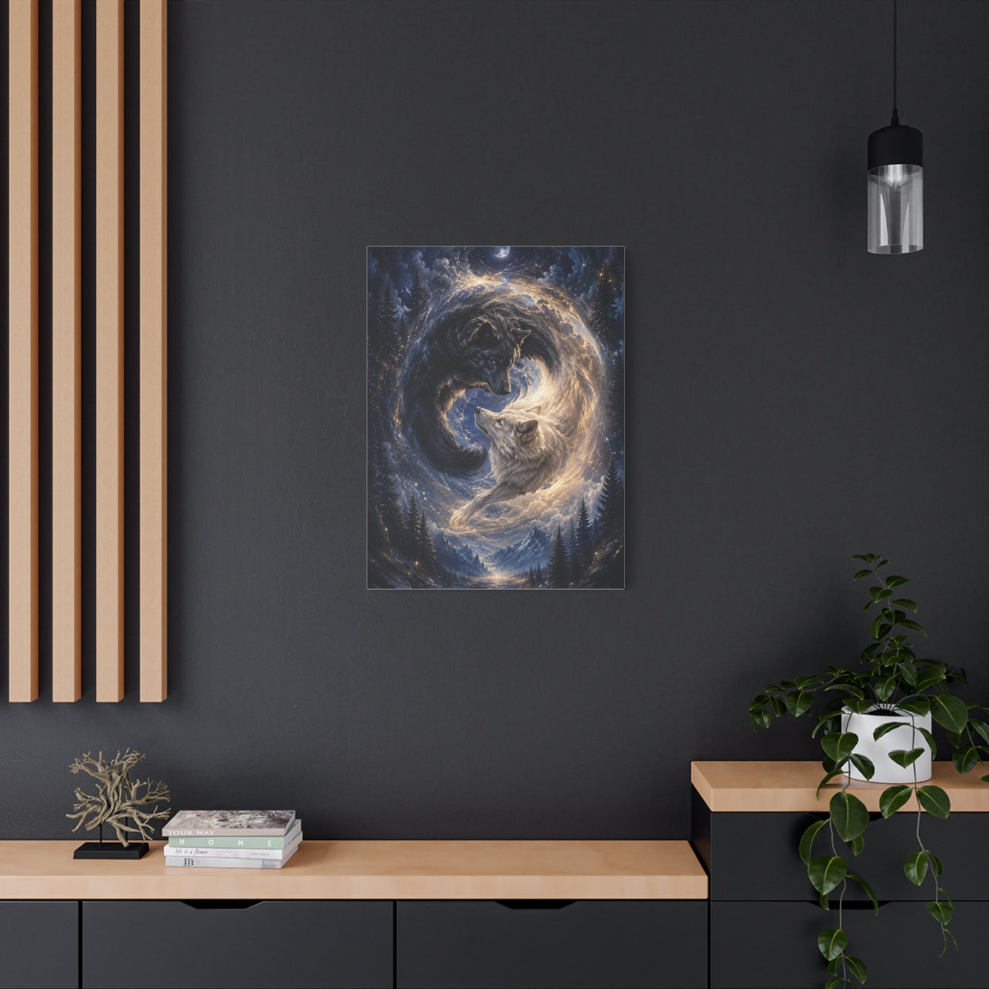 Celestial Wolf Pair Energy Vortex Wall Art & Canvas Print