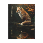 Woodland Stream Fox Reflection Wall Art & Canvas Print