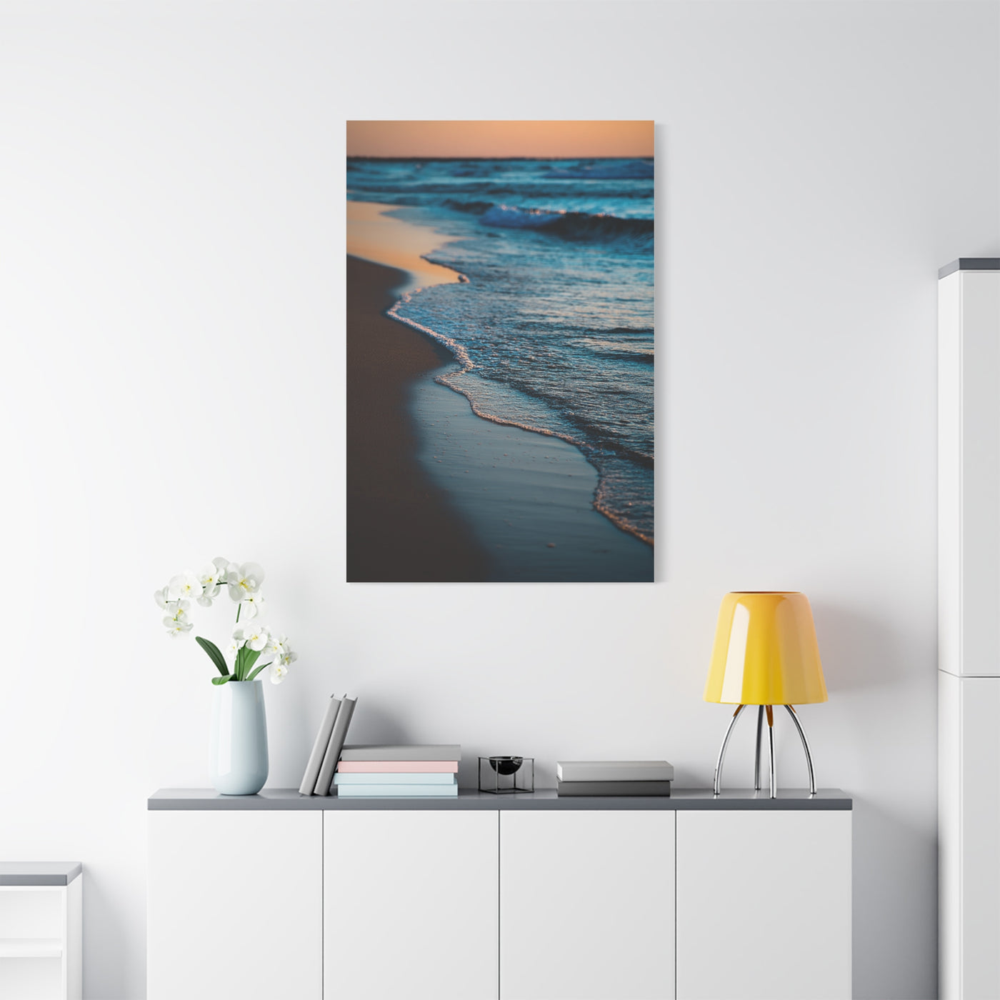 Gentle Sunset Waves on Quiet Shoreline Wall Art & Canvas Print