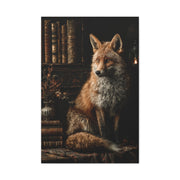 Dark Academia Fox Library Portrait Wall Art & Canvas Print